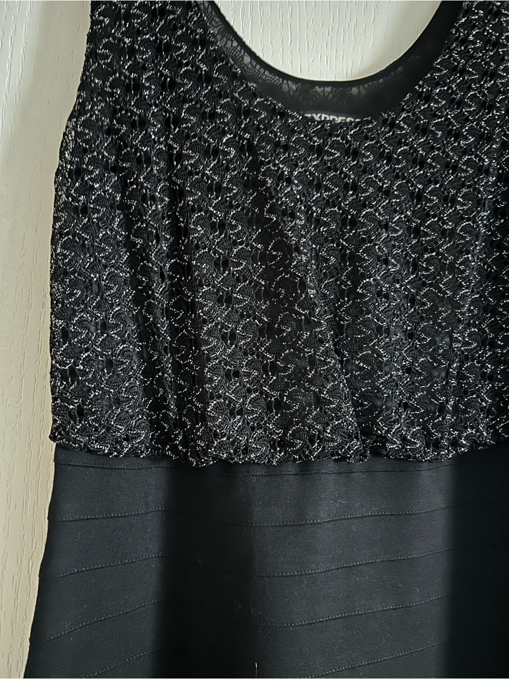 Express Black Sparkle Bodice Mini Dress